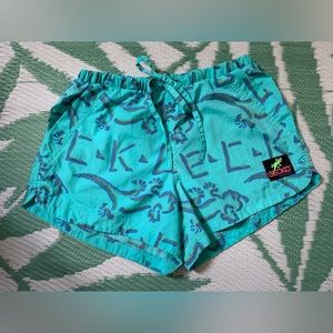 Gecko Hawaii Women's Neon Mint Retro Board Shorts sz small